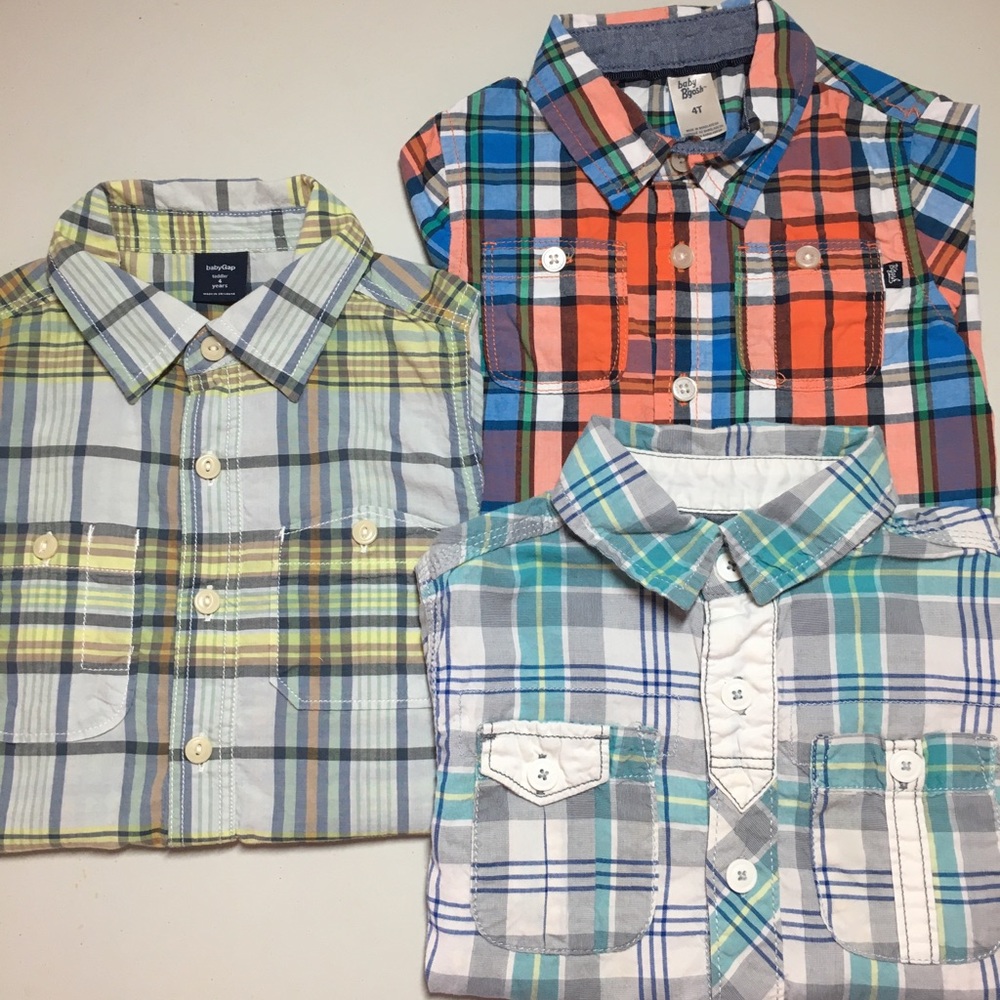 Boys 4T long sleeve button down plaid bundle